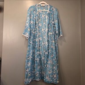 Maati Womens Open Front Kimono 3/4 Sleeve Size 4XL Floral Print Lightweight Boho